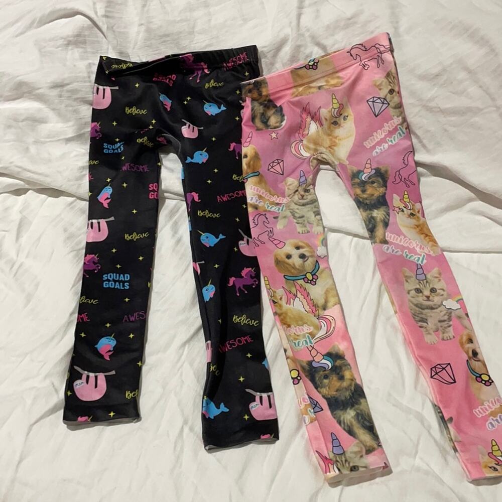 Capelli kids xs 4/5 legging graphic print unicorn dog cat norwall euc